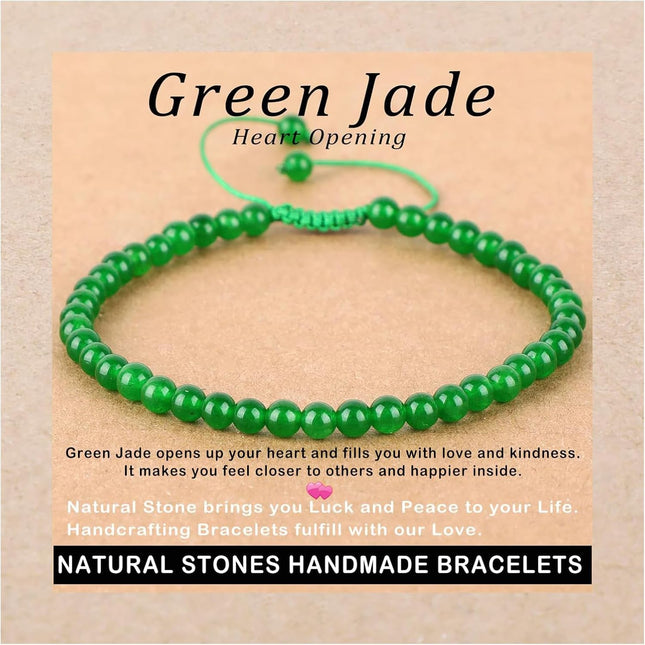 4mm Green Jade Adjustable Macrame Bracelet