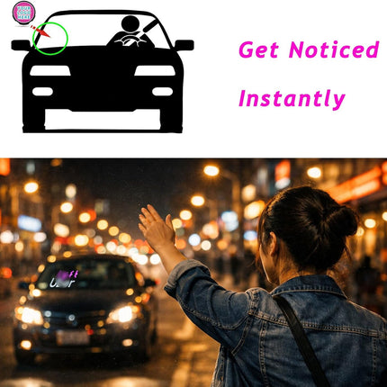 LED Light Sign for Car Windshield with 4 Suction Cups, USB A Switch Cable