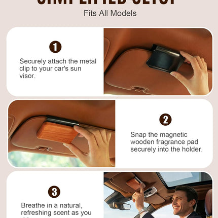 Natural Wooden Car Air Freshener for Visor Clip