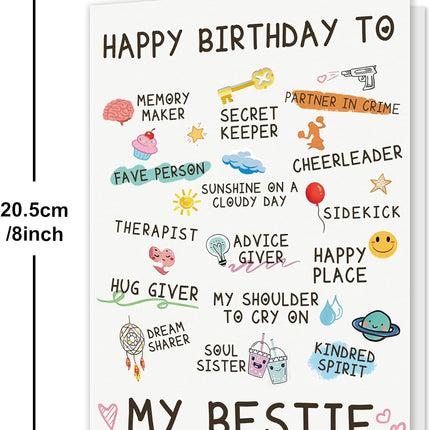 Bestie Birthday Card for Best Friend, Sister, or Women