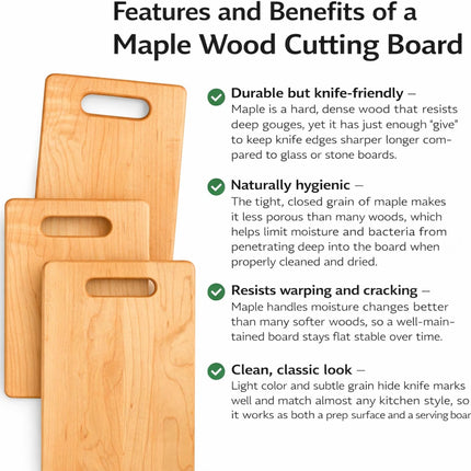 Maple Wood Cutting Board with Built-In Handle, Small