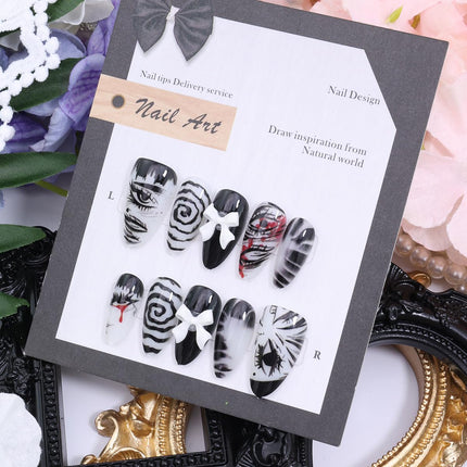 SourceToHome FuenteACasa 30Pcs Gothic Press on Nails Medium Almond Fake Nails Punk Cartoon Anime — Home & Lifestyle