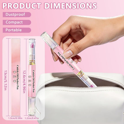 2-in-1 Ceramic Cuticle Pusher & Oil Pen, 2 Packs