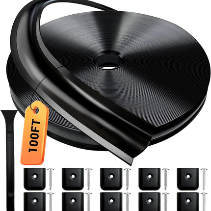 1 in. Black RV Trim Molding Insert, 100 ft Vinyl Rubber Exterior Screw Cover Trim with End Caps