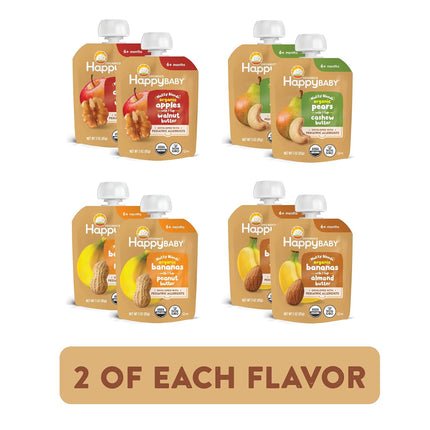 Nutty Blends Stage 2 Fruit & Nut Butter Puree Pouches, 6+ Months, 8 Variety Count