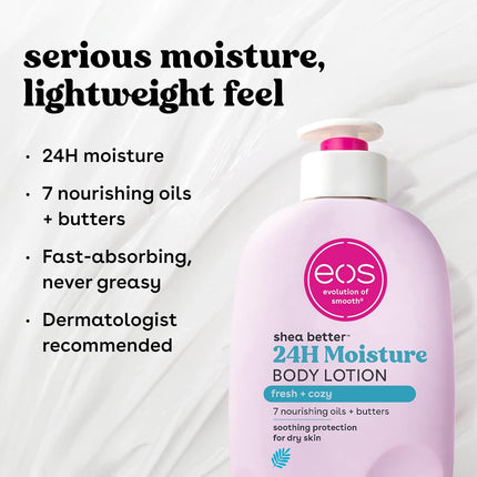 eos 24H Moisture Travel Body Lotion- Fresh & Cozy, Travel Size Essential, Toiletries, Mini Body Lotion, 2.5 fl oz