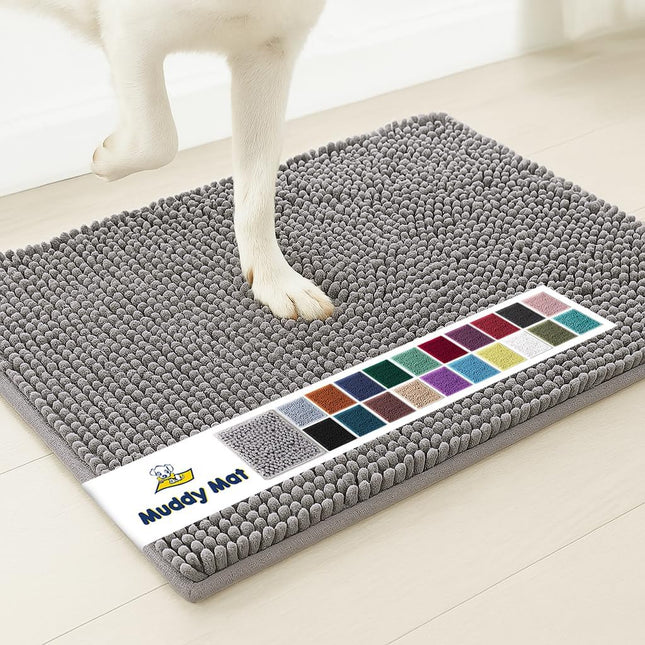 Super Absorbent Indoor Microfiber Door Mat, Grey 30" x 19"