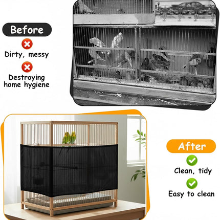 Adjustable Black Bird Cage Seed Catcher Net