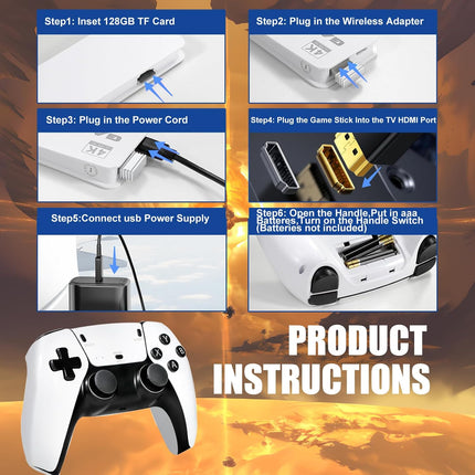 2026 New Wireless Retro Game Console, 23 Simulators, 40,000+ Games, 4K HD HDMI Plug & Play TV Gaming System with 2.4G Wireless Controllers, 128G