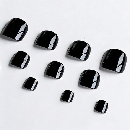 SourceToHome FuenteACasa 24pcs Black Toe Nail Press Ons Square Toe Press On Nails Pre-Designed Soft — Home & Lifestyle