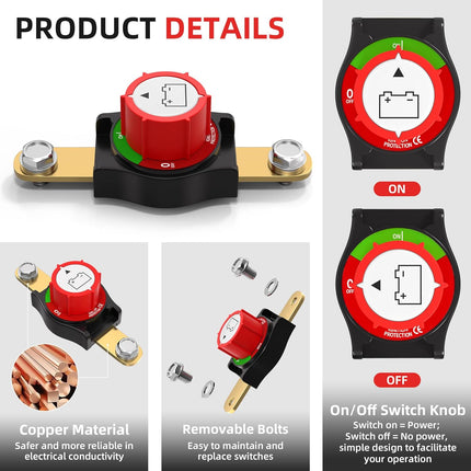 DriveForge ForjaRuta Joinfworld Side Post Battery Disconnect Switch 12V-48V 275A Waterproof — Auto & Moto