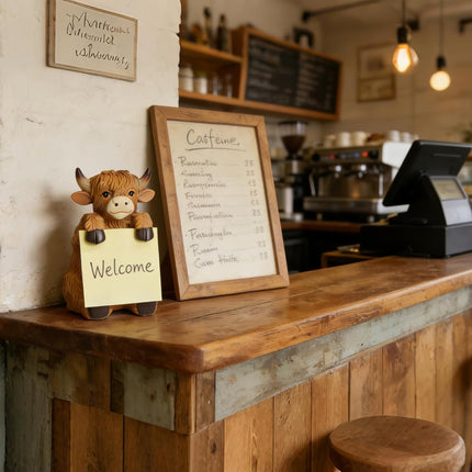 Brown Highland Cow Pop-Up Sticky Note Dispenser with 100 Sheets