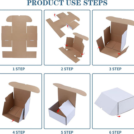 7x5x4 White Corrugated Shipping Boxes, Set of 50