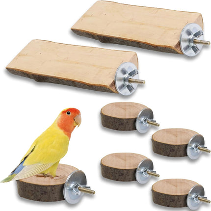 6-Piece Natural Wood Bird Perches for Cages