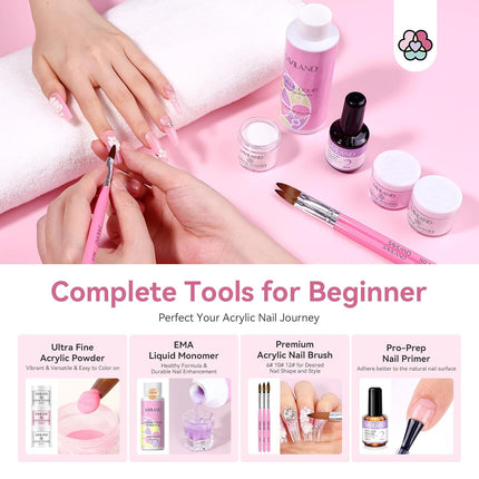Beginner Acrylic Nail Kit with 180W Lamp and Nail Drill