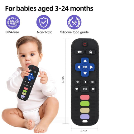 Baby Teether Toy, TV Remote Control Shape, Black, Ages 3-24 Months
