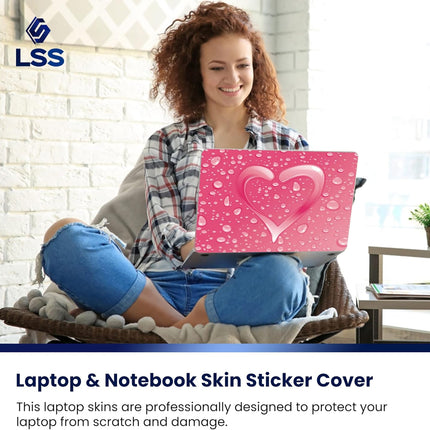 17-17.3 Inch Laptop Skin Cover with Colorful Pink Heart Pattern and 2 Wrist Pads