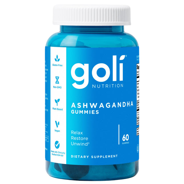Goli Ashwagandha & Vitamin D Gummies KSM-66 60 Count Vegan supplement bottle front view