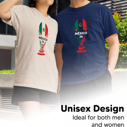 Mexico 26 Soccer Shirt - 2026 International Football Country Fan T-Shirt, Navy, Medium