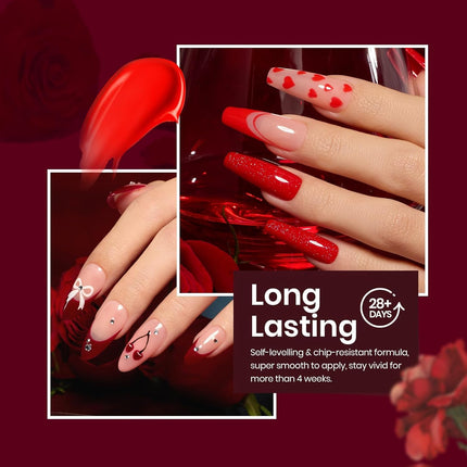SourceToHome FuenteACasa Beetles Red Gel Polish Set - 6 Colors Red Nail Gel Polish Popular Jelly — Home & Lifestyle