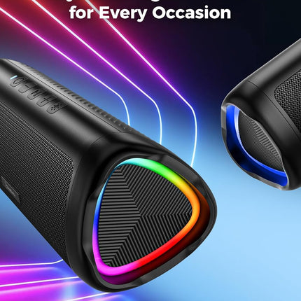 Portable Bluetooth Speaker with 20W HD Sound, IPX5 Waterproof, Up to 24H Playtime, TWS, Black