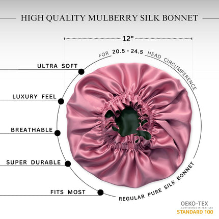 100% Pure Silk Sleep Bonnet for Women