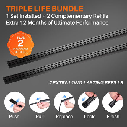Water Repellent Silicone Wiper Blades, 22 Inch, 2 Pack