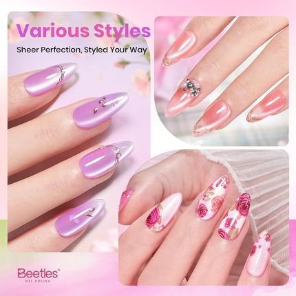 Cat Eye Gel Nail Polish Set, 6 Pastel Shimmer Colors