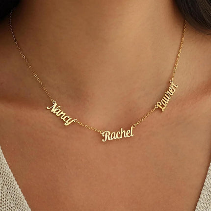 Custom 18K Gold-Plated Multiple Name Necklace for Women
