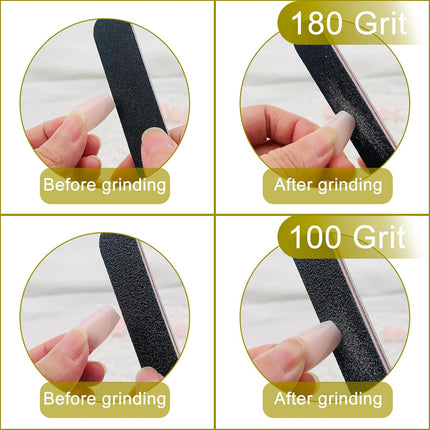 10-Piece Double-Sided 100/180 Grit Black Emery Nail File Set