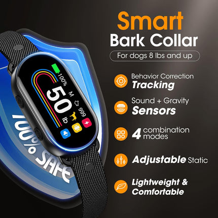 Dog Bark Collar for Small, Medium, and Large Dogs 10-100 lbs, Black