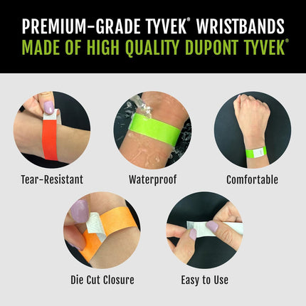 Neon Event ID Wristbands – 600 Count Tamper-Proof Bracelets