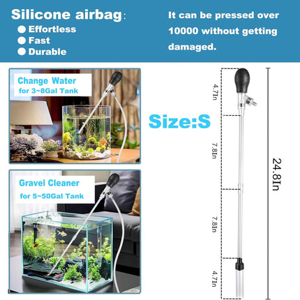 Small Aquarium Gravel Cleaner with 6 ft Hose for 3-8 Gallon Tanks