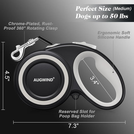 Retractable Dog Leash with Stainless Steel Anti-Chew Cable