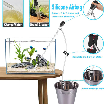 Small Aquarium Gravel Cleaner with 6 ft Hose for 3-8 Gallon Tanks