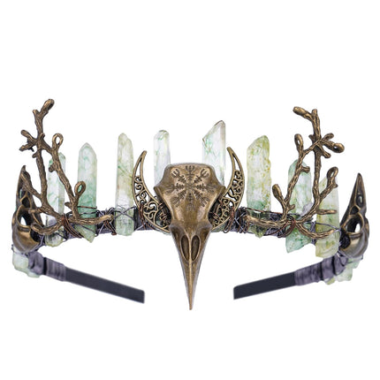 Green Fairy Raw Quartz Crystal Crown Woodland Headband