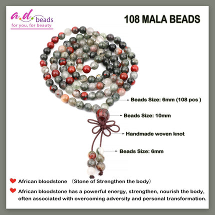 VitalEdge FiloVital AD Beads 6mm 8mm 108 Prayer Mala Jasper Elastic Bracelet — Fitness & Training