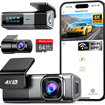 4K Front and 1080P Rear Dash Cam with 5G WiFi