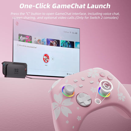 Sakura Pink Wireless Controller for Switch, Switch 2, PC, Mobile and Steam Deck