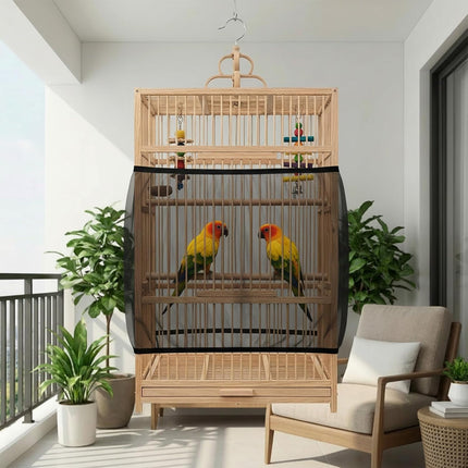 Adjustable Black Bird Cage Seed Catcher Net