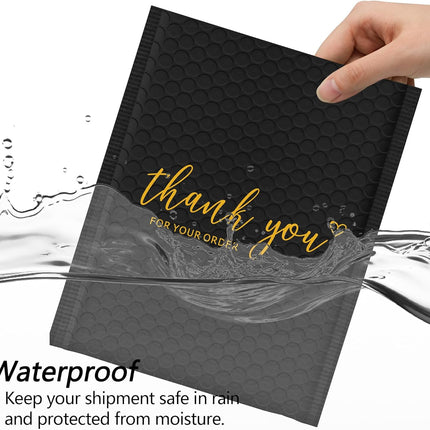 Thank You Bubble Mailers 4x8 Inch 50 Pack, Black