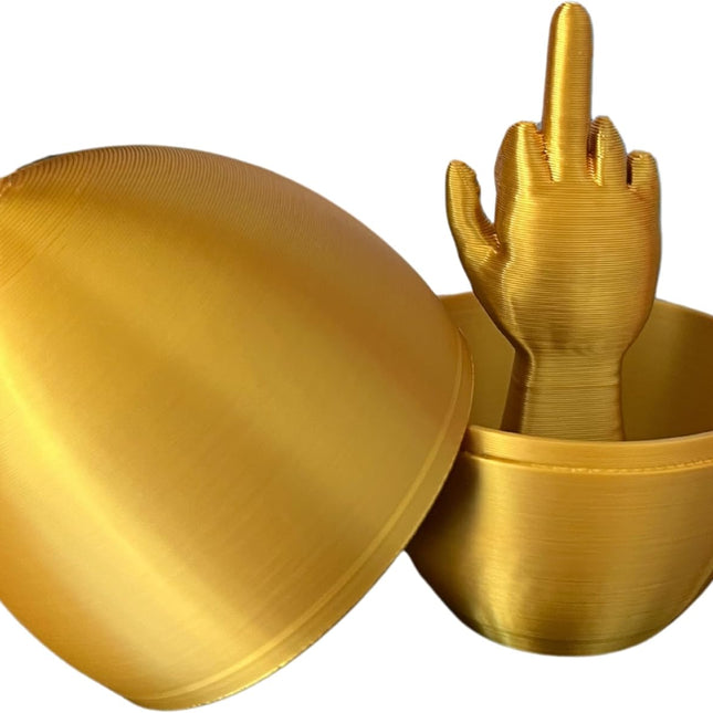 Middle Finger Easter Egg - Funny Adult Easter Gag Gift, Shiny Gold, 1 Pack