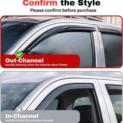 Out-Channel Rain Guards Window Visors, 4-Piece Set