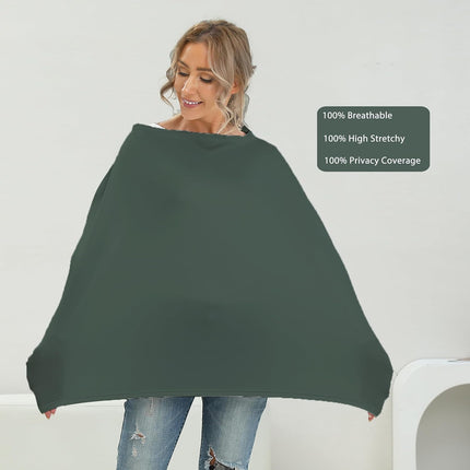 Breathable Car Seat Cover for Babies - Soft Rayon Nursing Cover in Roman Green