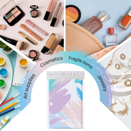 Watercolor Soft Pastel Bubble Mailers 6x10 Inch, 100 Pack