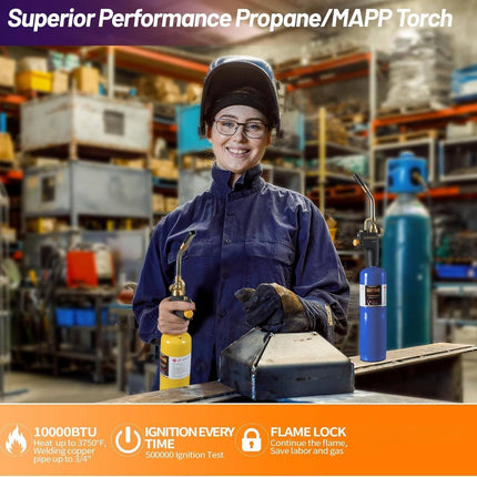 High Intensity Propane and MAPP Torch Head with Trigger Start Igniter