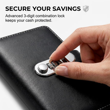 100 Envelope Savings Challenge Book with Password Lock, Black A5 Budget Binder