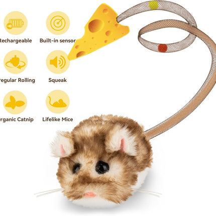Interactive 360° Rolling Cat Toy with Squeak