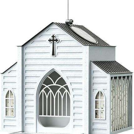 Church Shaped Metal Hanging Bird Feeder with Solar Light