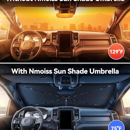 Windshield Sun Shade Umbrella with Vinyl Coating Heat Shield for 2010-2026 1500, 2500, 3500 Trucks